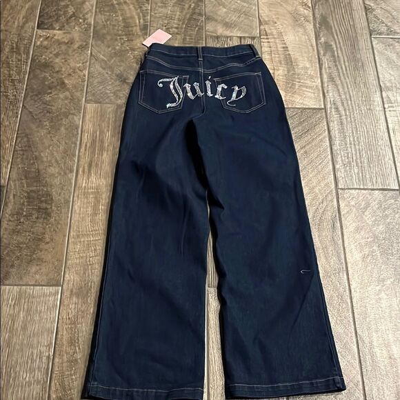 NWT Juicy Couture dark Blue wash Wide Leg Jeans - Picture 3 of 5